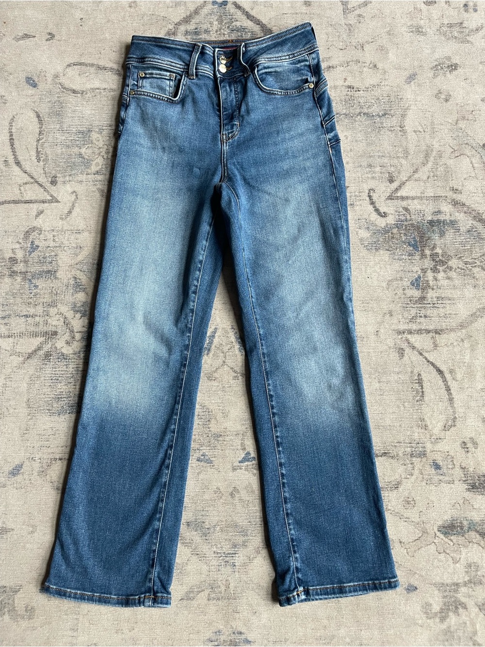🔼 GUESS Los Angeles High Rise Wide Leg Jeans Size 29 Medium Wash Double Button